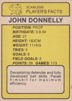 1981 Scanlens #72 John Donnelly Back